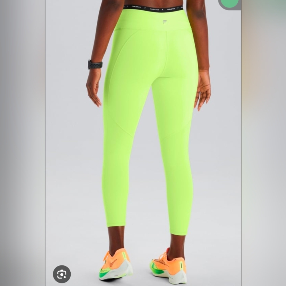 Fabletics Define Powerhold High Waisted 7/8 Neon Leggings, Small